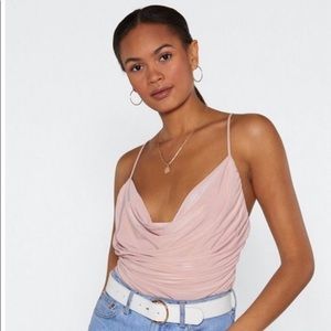 Pink Rose Cowl Neck Top